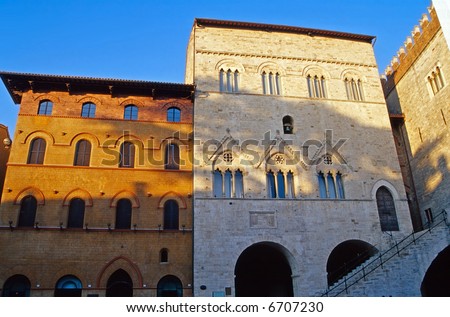 Todi (Perugia, Umbria, Italy) - Ancient buildings on the main square of the town, Piazza del Popolo