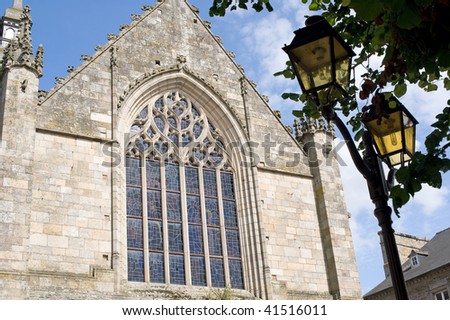 Dinan (Cotes-d\'Armor, Brittany, France) - Exterior of the Saint-Sauveur church, in gothic style: facade