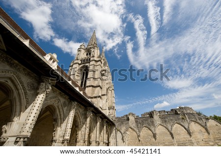 Abbey of St-Jean-des-Vignes in Soissons (Aisne, Picardie, France) , cloister and dramatic sky