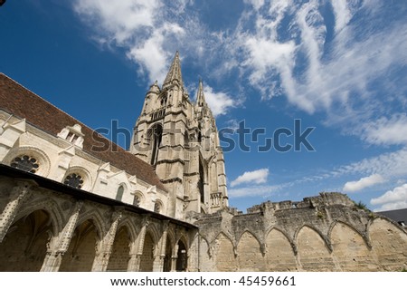 Abbey of St-Jean-des-Vignes in Soissons (Aisne, Picardie, France) , cloister and dramatic sky