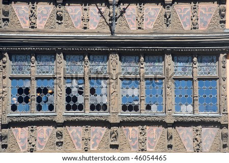 Strasbourg (Bas-Rhin, Alsace, France) - Exterior of ancient palace in the cathedral square, detail