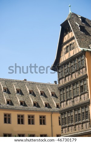 Strasbourg (Bas-Rhin, Alsace, France) - Exterior of ancient buildings in the cathedral square