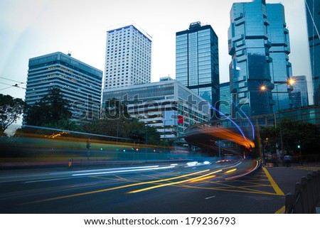 Hong Kong of highway with heavy traffic at night
