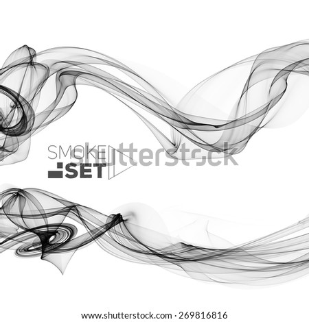 set of smoke black waves abstract background vertical for design template