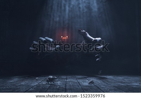 The dwelling,The place has it own devil,Monster in haunted house,3d illustration