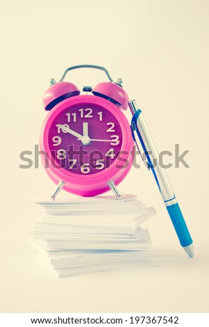 Alarm Clock ,Pen,Note Paper,For Organize Concept Background,Filters Look