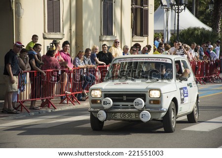 Lloret de Mar, Costa Brava, Spain - October 4, 2014: Historic car participating in the 
