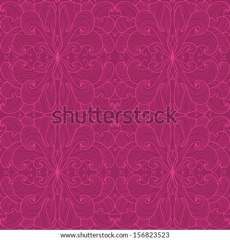 Seamless floral pattern on a dark pink background. Raster copy
