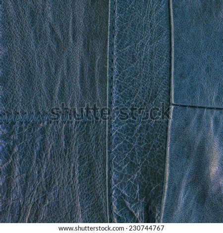 fragment of blue leather clothing accessories. Useful  for design-works as background