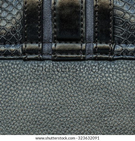 fragment of gray leather ladies handbag