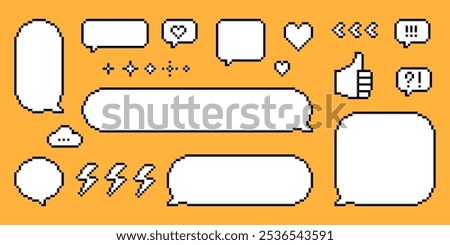 Speech bubble set. Y2k text balloons for collage, poster. Trendy modern shape for chat, text message, dialog, conversation frame. Retro style dialogue box, icons. Editable vector elements