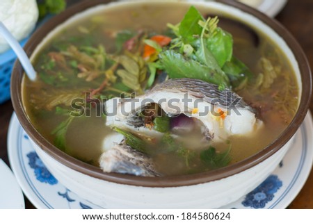 Fish spicy soup in cup