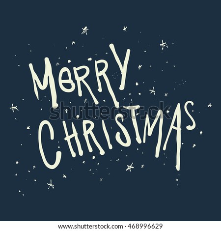 Hand Drawn Merry Christmas Text Stock Vector Illustration 468996629