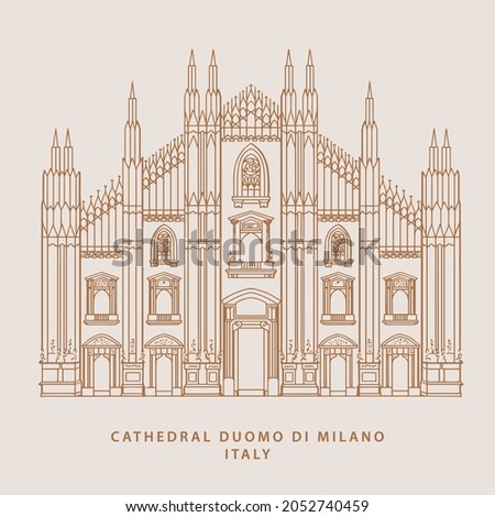 Hand Drawn Cathedral Duomo di Milano Illustration Design in Vector. Stock fotó © 