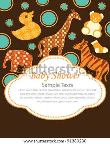 Playful Baby Shower Invitation Card Design with Animals