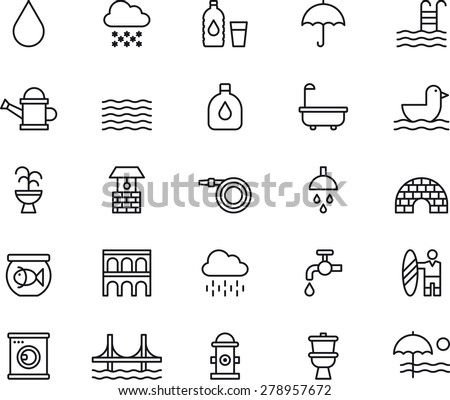 Outlined WATER related icons