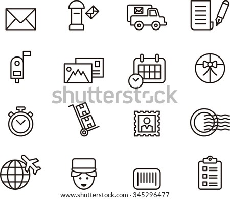 POST SERVICE set of outline icons