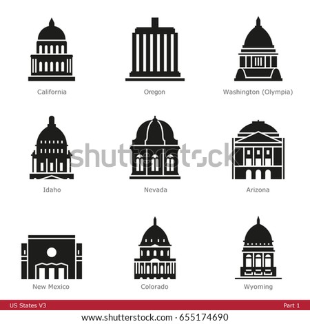 US State Capitols (Part 1) - Glyph Icon Set