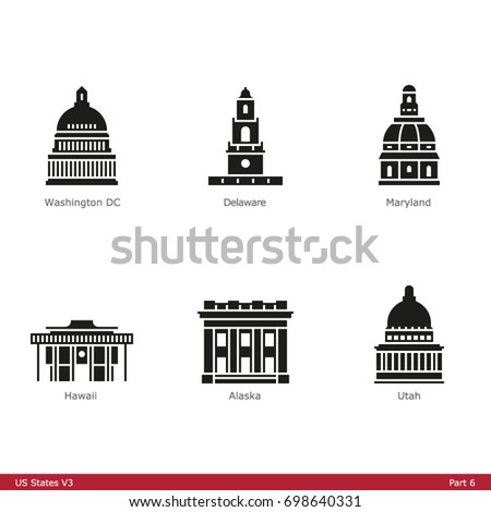 US State Capitols (Part 6) - Glyph Icon Set