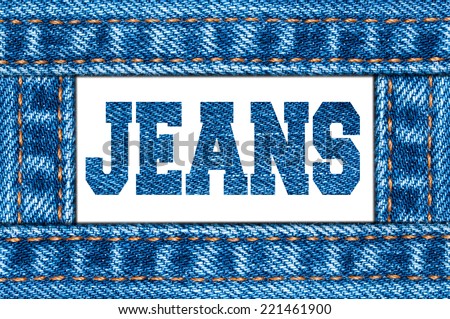 Blue jeans frame. Jeans sign. White background.