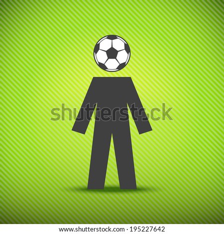 Vector icon football fan with head of soccer ball. Sport sign of rooter. Illustration for print, web