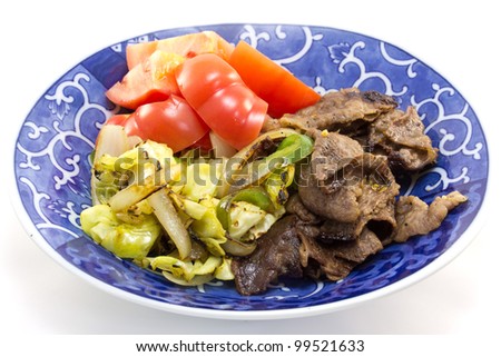 This is a picture of sauteed beef and vegetables for dinner one day.