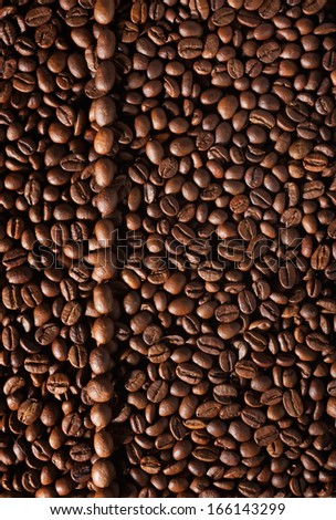 Preparation for a coffee menu is made from coffee beans, line