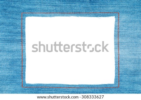 Denim frame with light jeans isolated on a white background