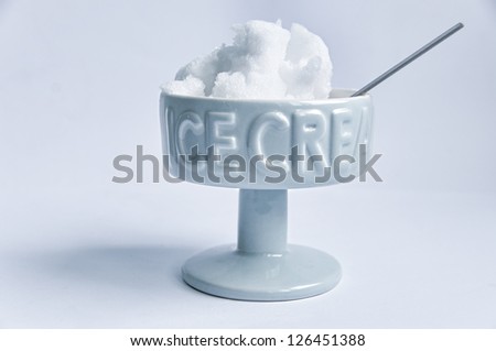 Blue Ice cream cup with spoon with the words \