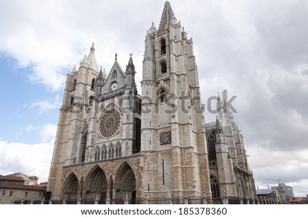 Leon Cathedral, one of the great works of the Gothic style with French influence, located in the city of Leon (Castile and Leon, Spain)