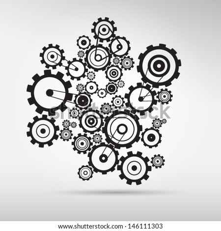 Abstract vector cogs - gears on grey background