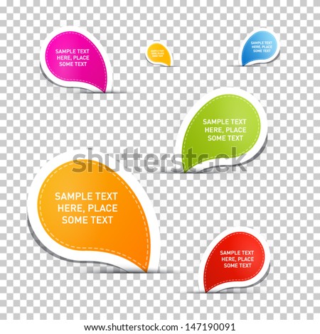 Colorful vector stickers on transparent background