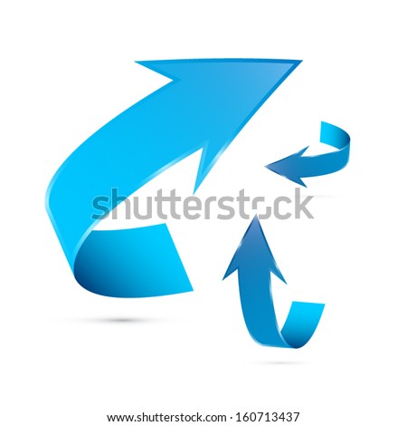 Blue Vector Arrows Set Isolated on White Background 