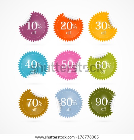 Colorful Discount Stickers, Labels