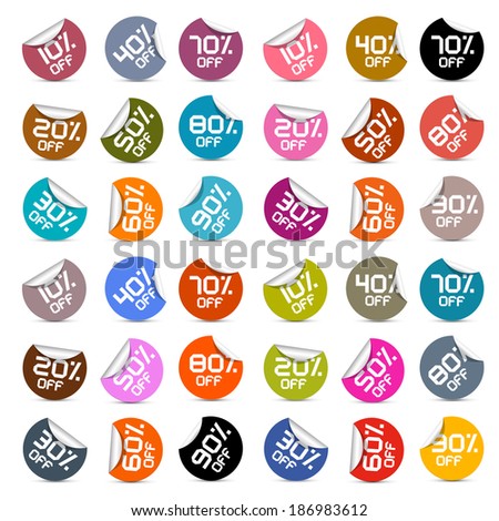 Colorful Discount Stickers, Labels Set