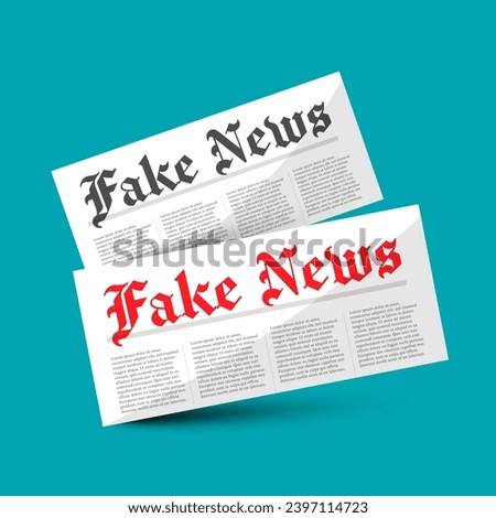 Fake News symbol - newspapers on blue background, vector