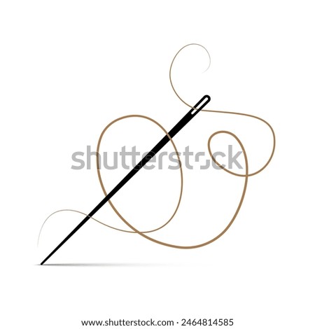 Needle with thread isolated on white background