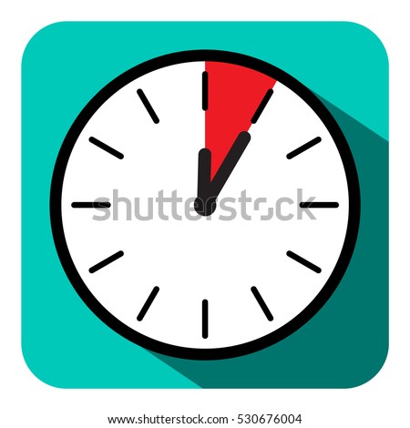 Clock Icon. Vector Retro Flat Design Five Minutes Symbol.