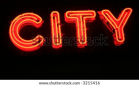 Neon city sign