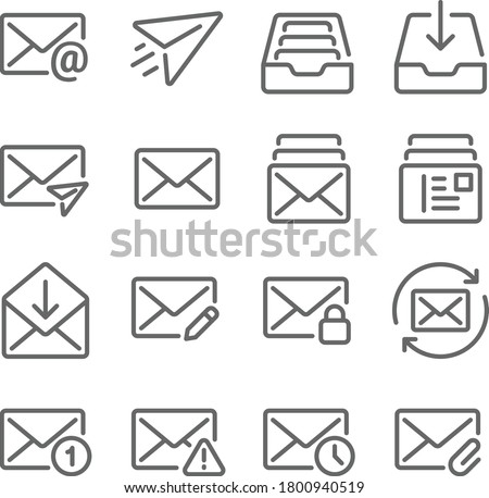 Email icon illustration vector set. Contains such icon as Inbox, Sent, Attached, Privacy, Edit, Read, Unread and more. Expanded Stroke