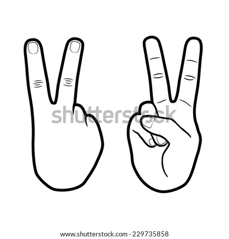 Victory Hand Sign Outline Vector