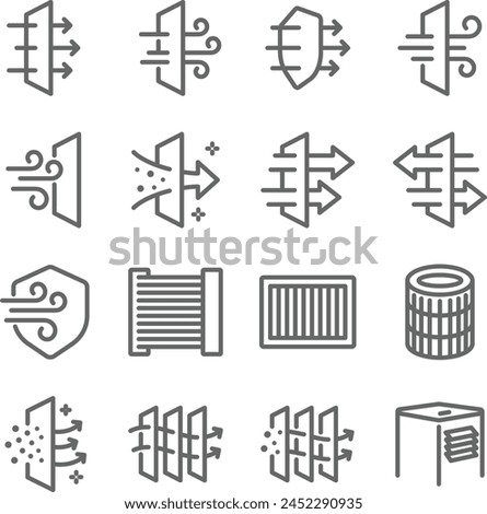 Air Filter Vector Line Icons. Contains such Icons as Purifier, PM 2.5, Pollution and more. Editable Stroke.