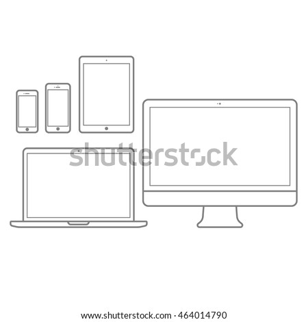 mockup gadget and device outline vector icons set

