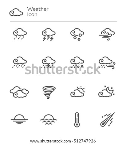 Weather Forecast Vector Line Icon Set