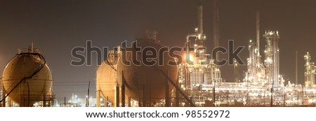 Industrial scenery at night