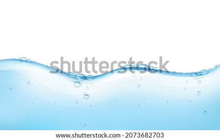 Blue Water Isolated White Background With Gradient Background, Vector Illustration