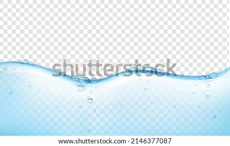 Blue Water Isolated Transparent Background With Gradient Background, Vector Illustration