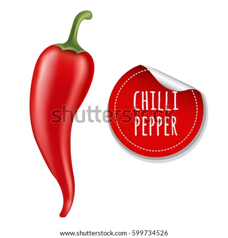 Hot Chilli Pepper With Gradient Mesh, Vector Illustration