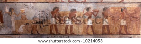 Ancient Egyptian Mural of Grain Harvest