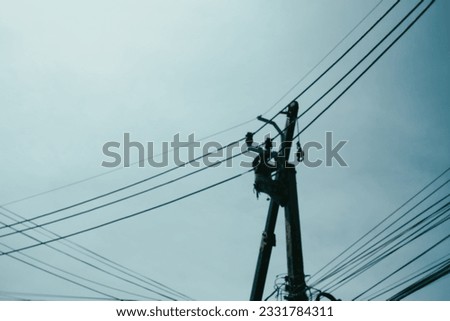 Similar – Image, Stock Photo Electricity wires view against the sky